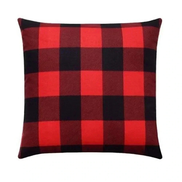 Red and Black Buffalo Check Plaid Throw Pillow Cover - Picture 1 of 3